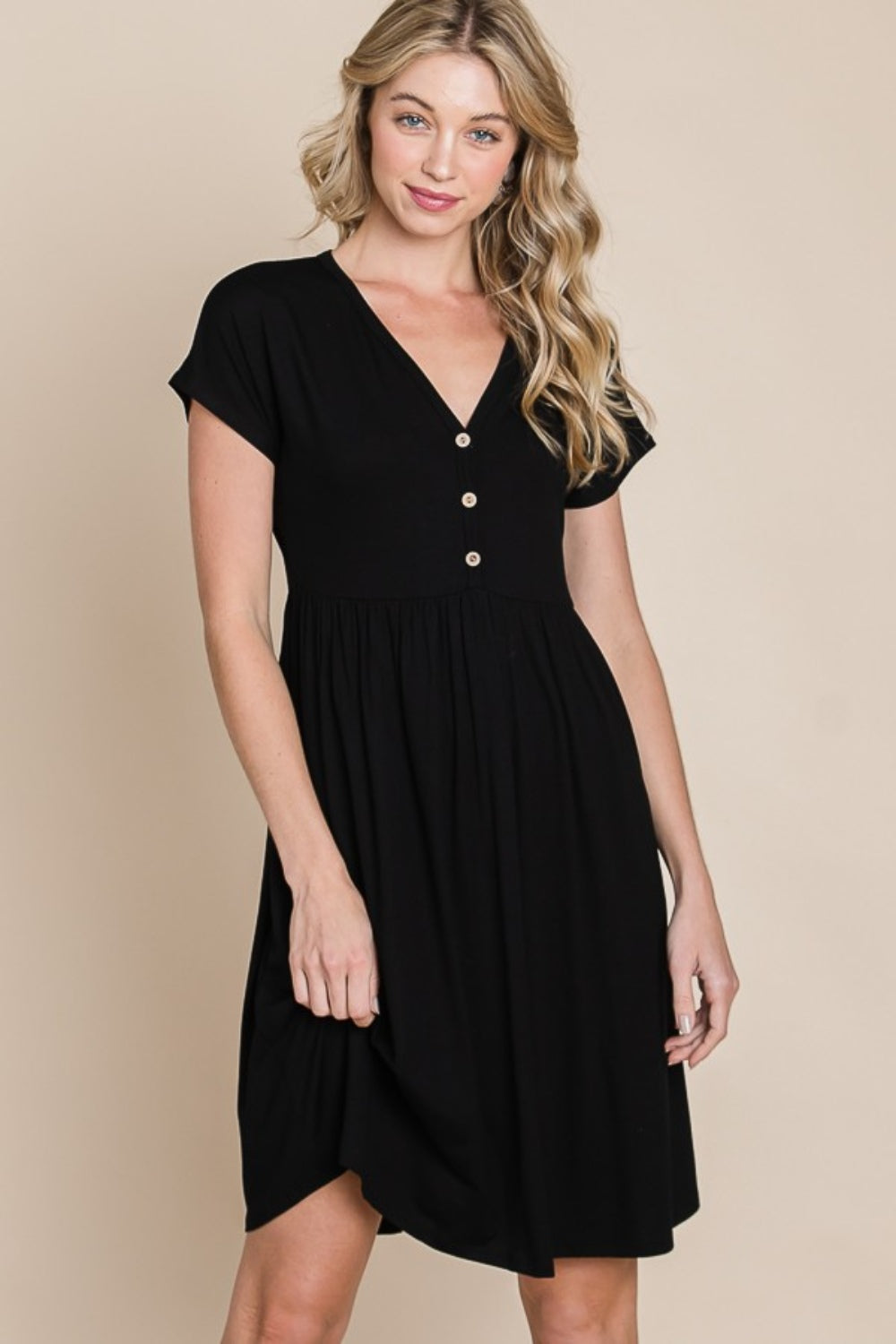 BOMBOM V-Neck Short Sleeve Dress 9672 | Gulf Resellers
