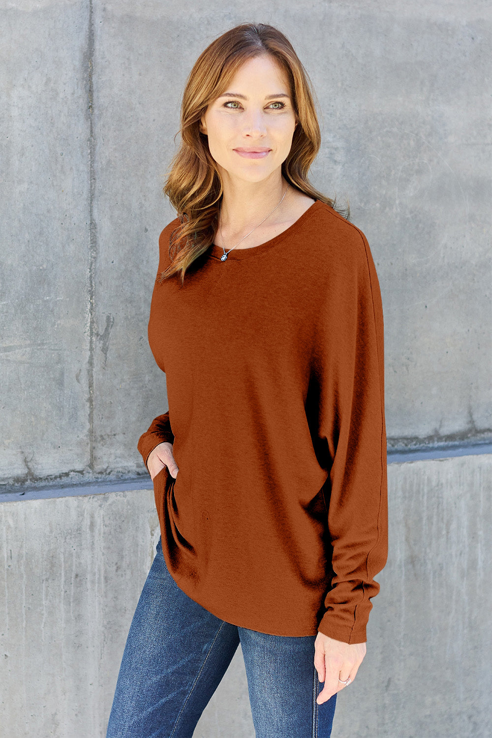 Double Take Full Size Round Neck Long Sleeve T-Shirt | Gulf Resellers