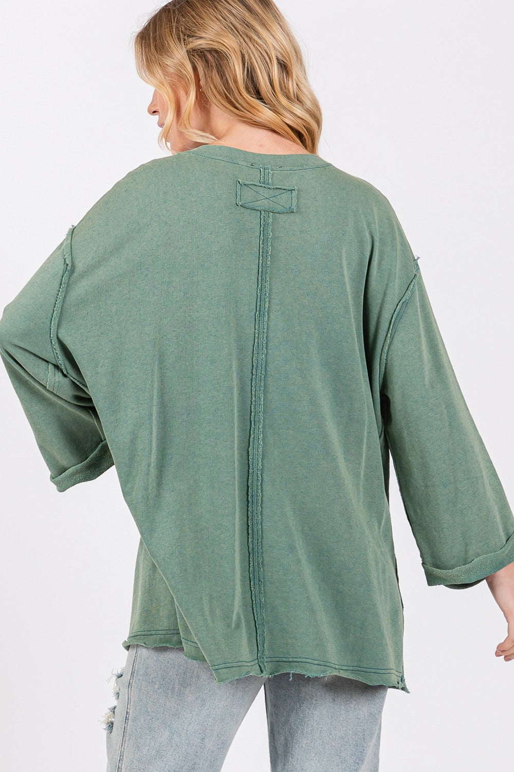 SAGE + FIG Full Size American Flag Patch Drop Shoulder T-Shirt 18551 | Gulf Resellers