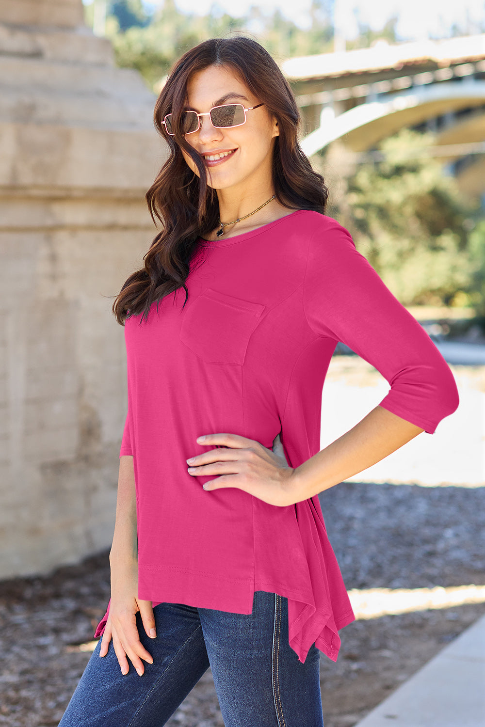 Basic Bae Full Size Round Neck Pocketed T-Shirt | Gulf Resellers