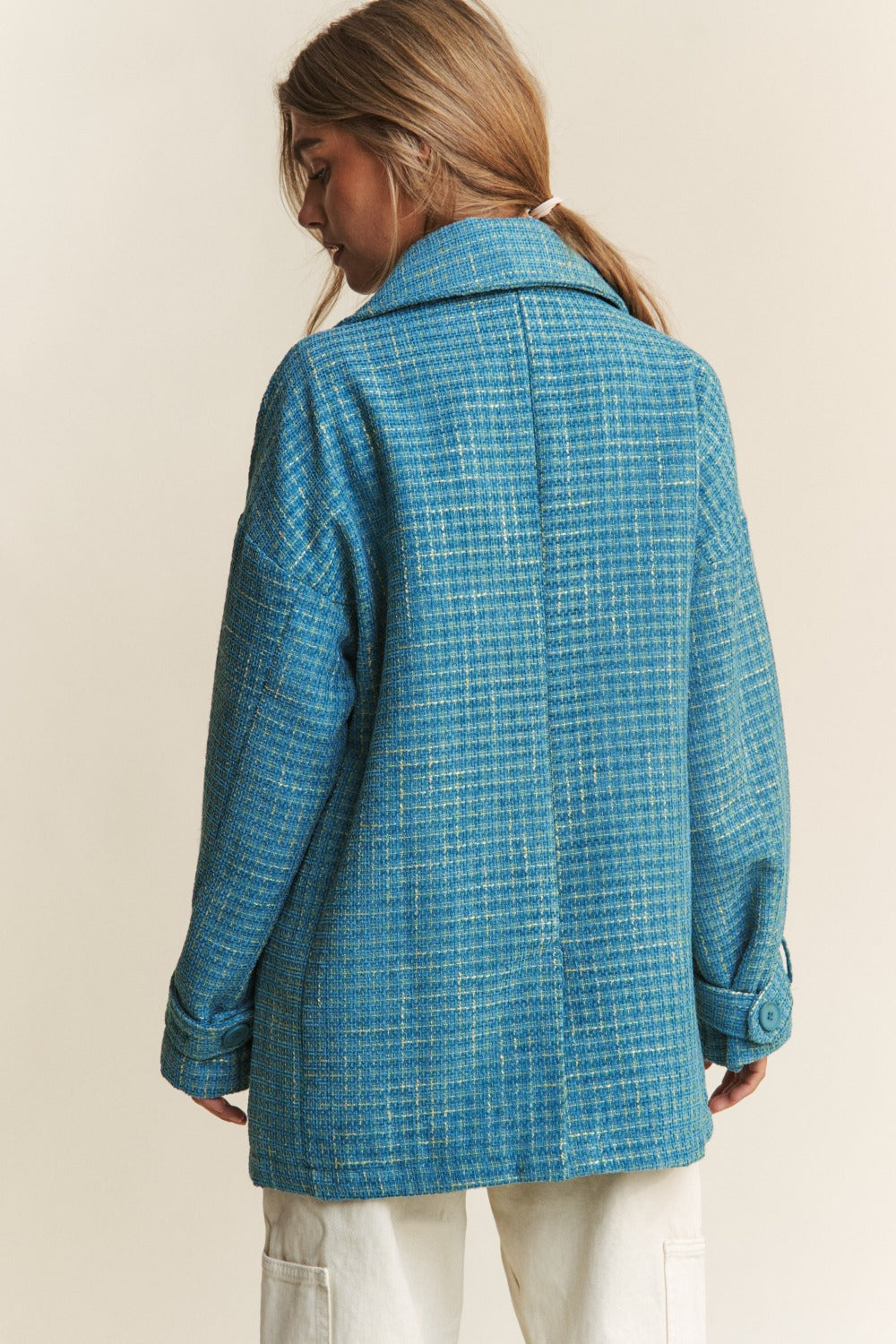 J.NNA Tweed Double-Breasted Long Sleeve Coat 12457 | Gulf Resellers