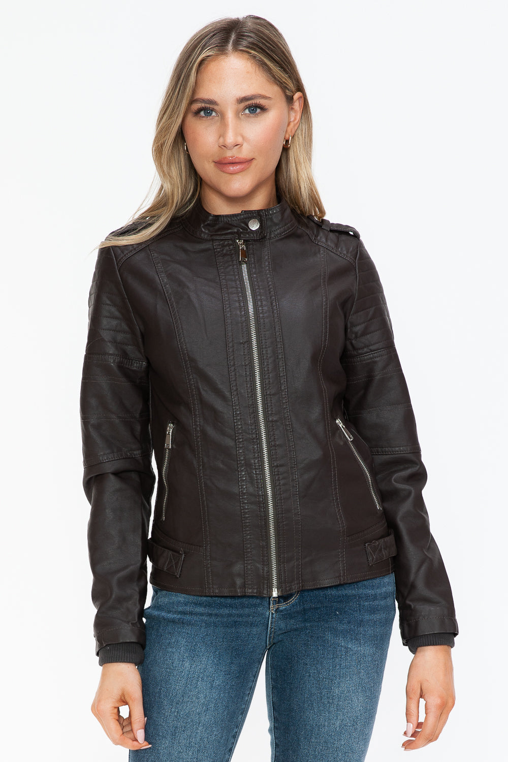 Snobbish PU Leather Biker Jacket with Side Zip Pockets 15463 | Gulf Resellers