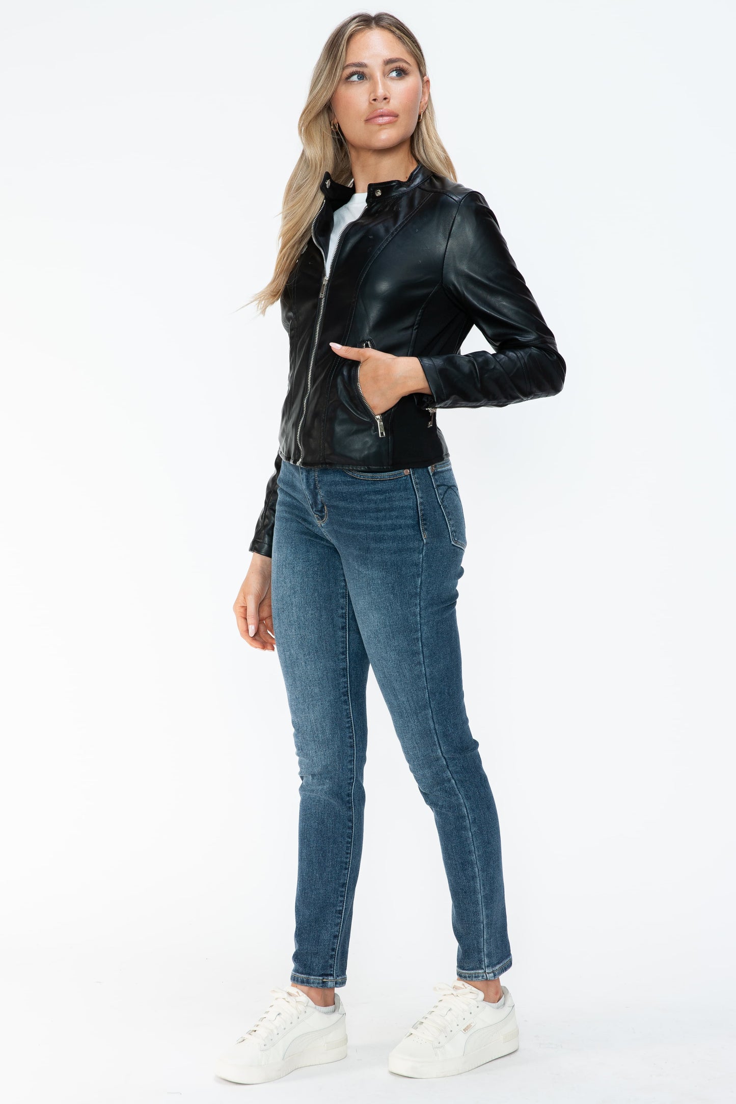 Snobbish PU Leather Zip Up Jacket with Pockets 16065 | Gulf Resellers