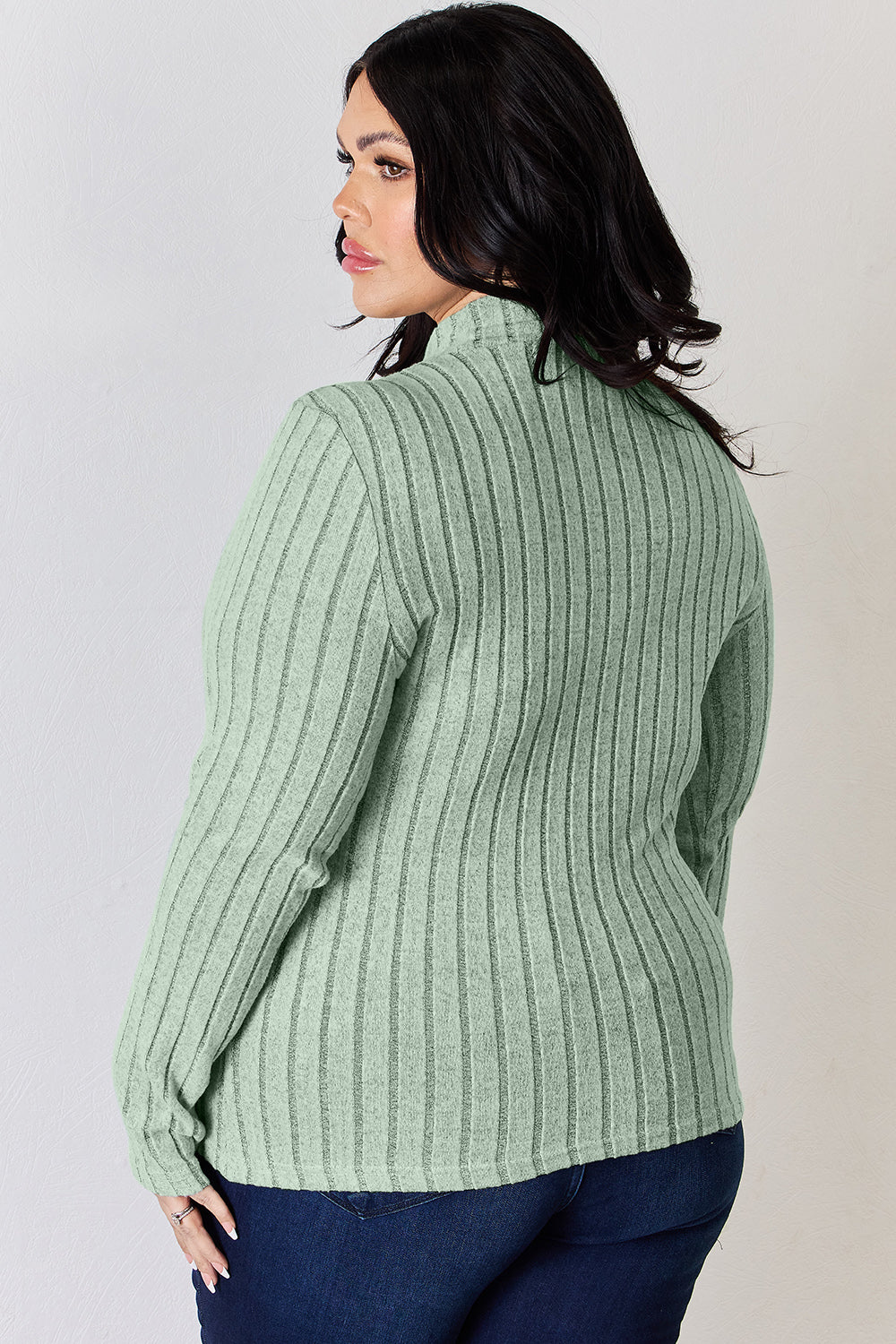 Basic Bae Full Size Ribbed Mock Neck Long Sleeve T-Shirt | Gulf Resellers