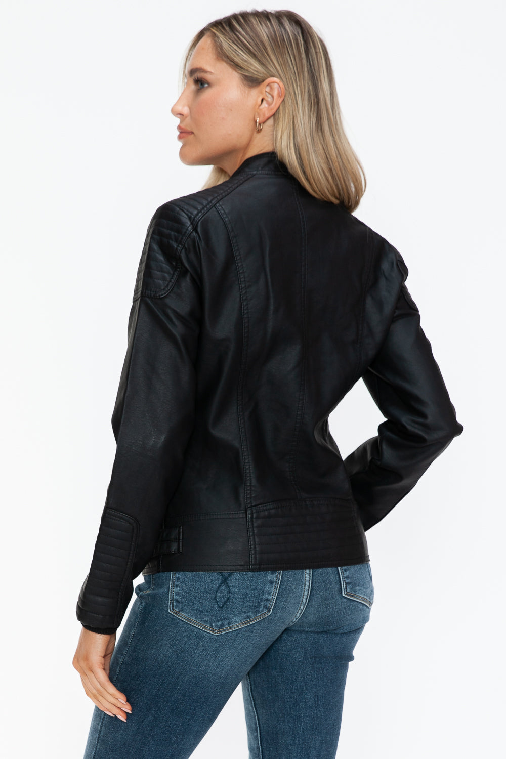 Snobbish Faux Leather Biker Jacket with Side Zip Pockets 15505 | Gulf Resellers