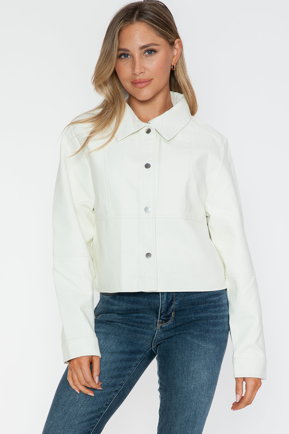 Snobbish Snap Down Long Sleeve PU Leather Jacket 15279 | Gulf Resellers