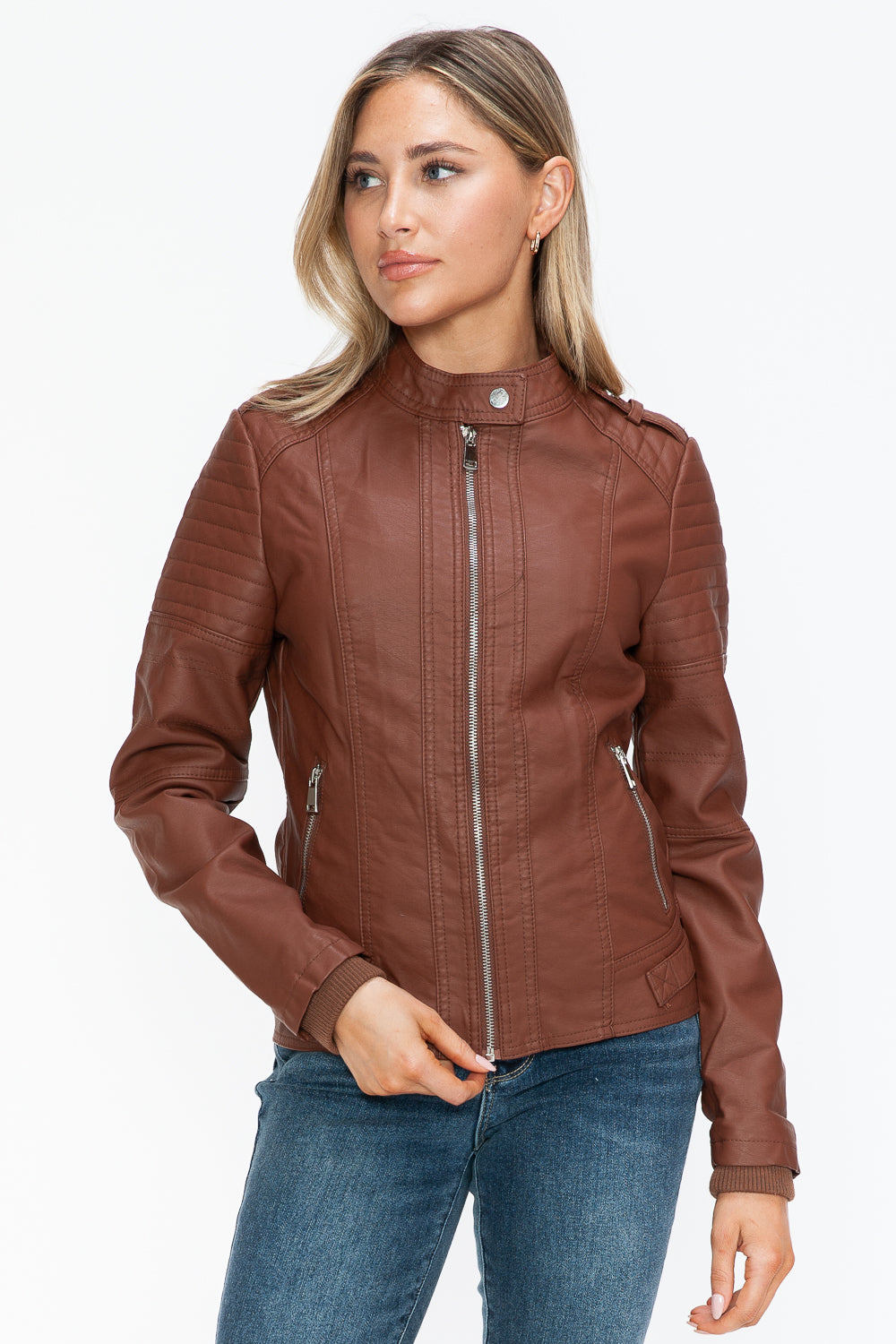 Snobbish PU Leather Biker Jacket with Side Zip Pockets 15204 | Gulf Resellers