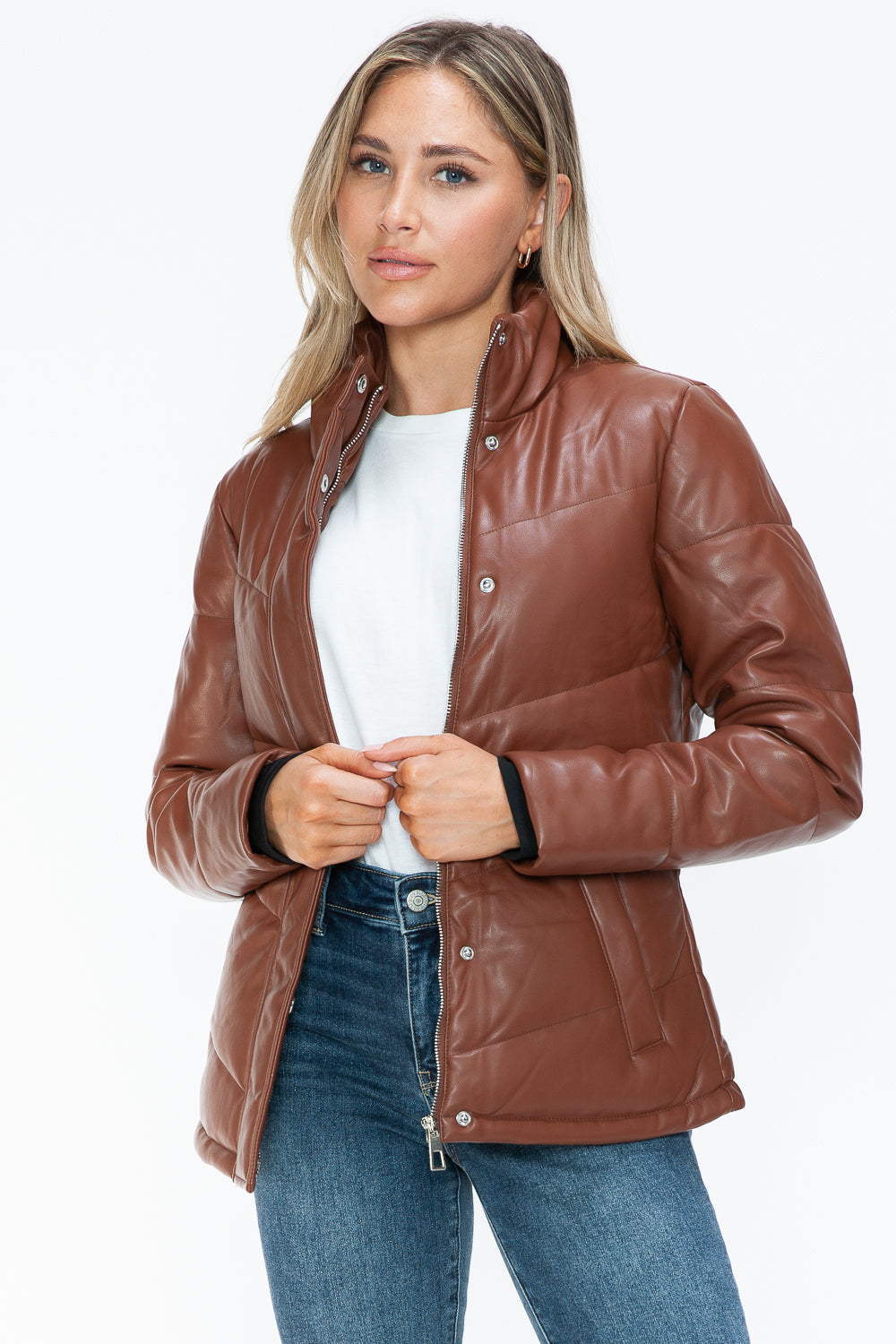 Snobbish Pocketed Zip Up Turtleneck Puffer Jacket 15118 | Gulf Resellers