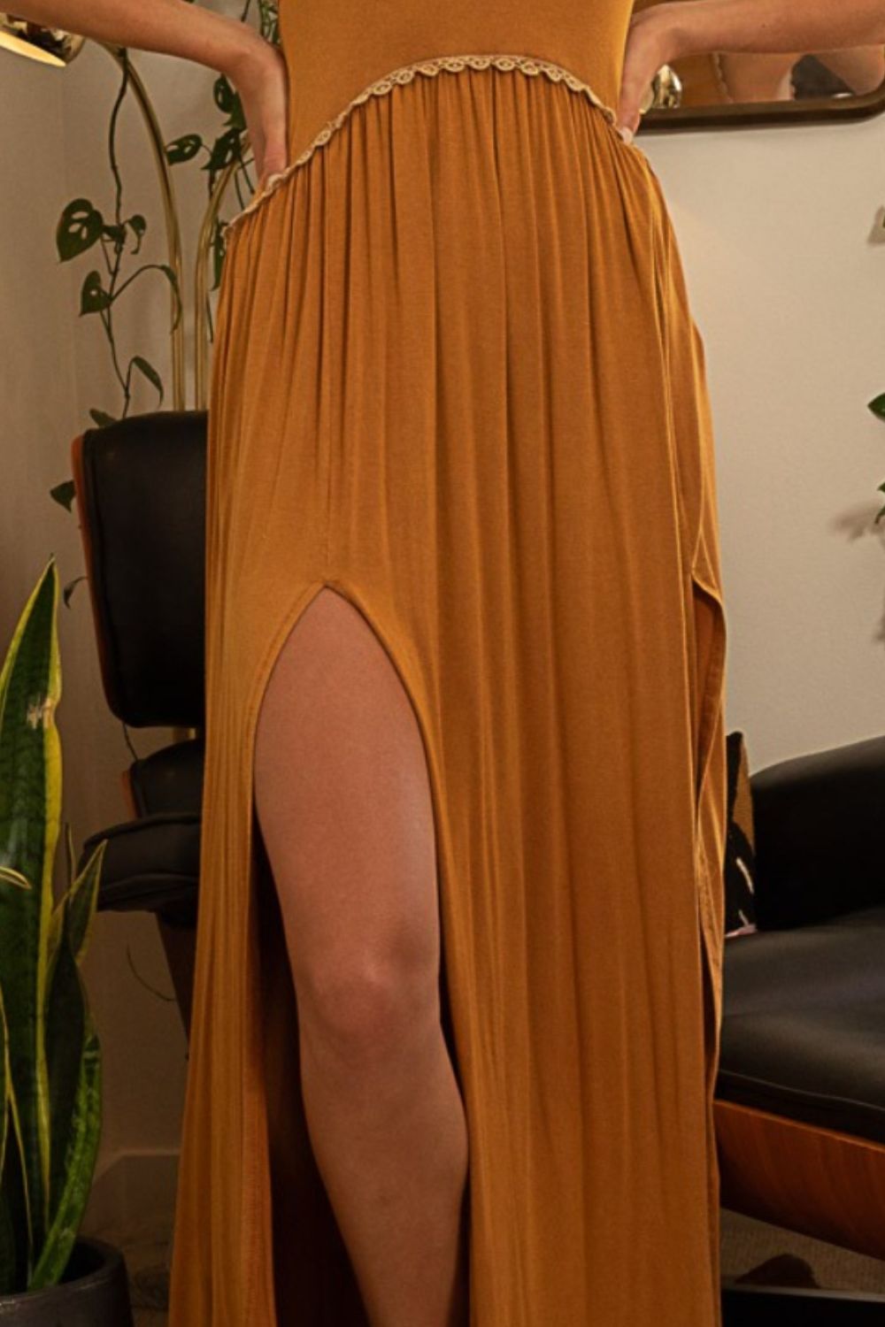 POL Sleeveless Back Zipper Front Slit Maxi Dress 5326 | Gulf Resellers