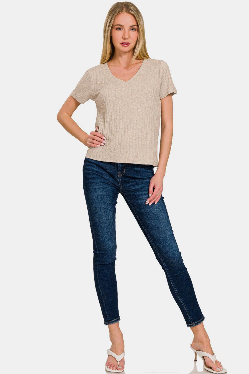 Zenana Ribbed Short Sleeve T-Shirt 7690 | Gulf Resellers