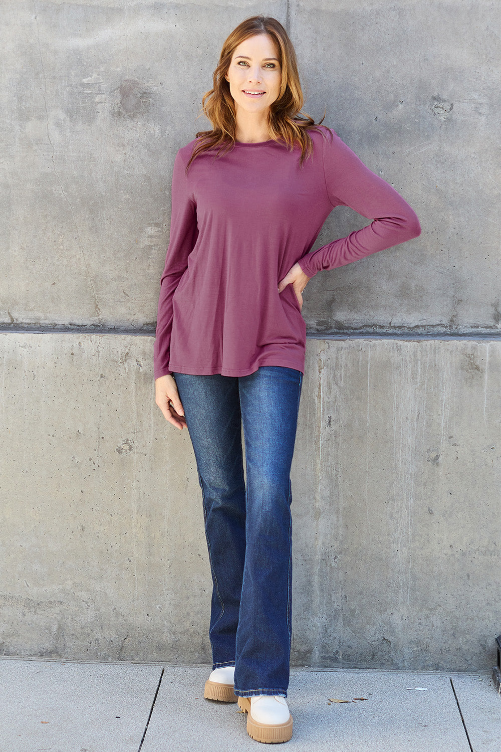 Basic Bae Full Size Round Neck Long Sleeve Top 7166 | Gulf Resellers