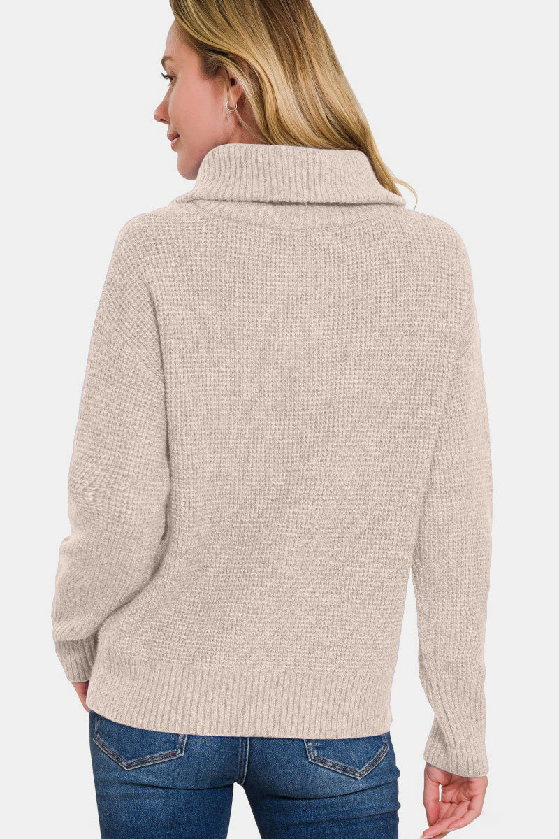 Zenana Half Zip Long Sleeve Sweater 9885 | Gulf Resellers