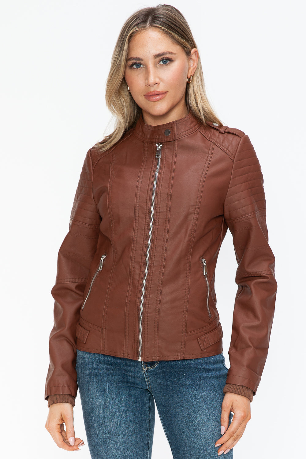Snobbish PU Leather Biker Jacket with Side Zip Pockets 15201 | Gulf Resellers