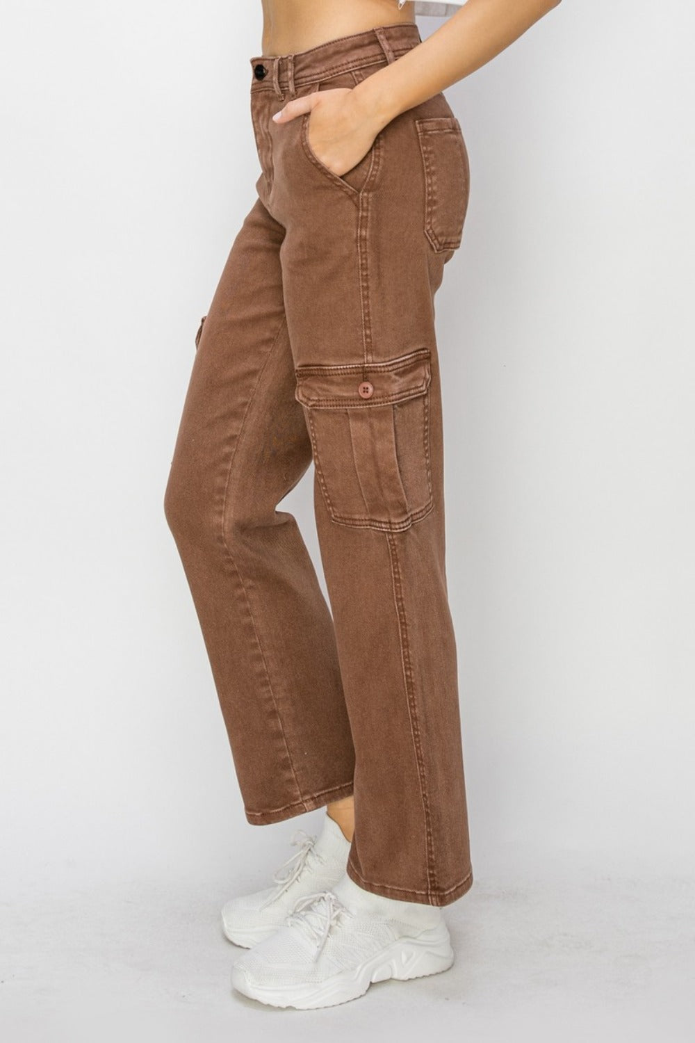 Risen Full Size High Rise Cargo Jeans 8654 | Gulf Resellers