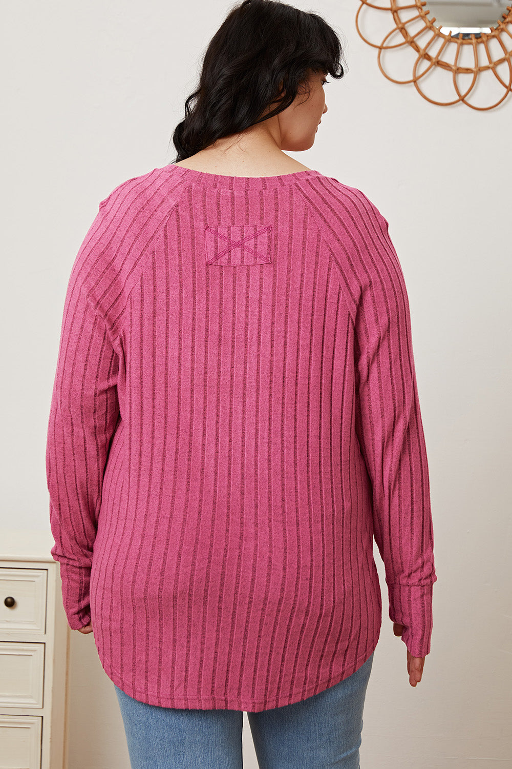 Basic Bae Full Size Ribbed Thumbhole Sleeve T-Shirt | Gulf Resellers