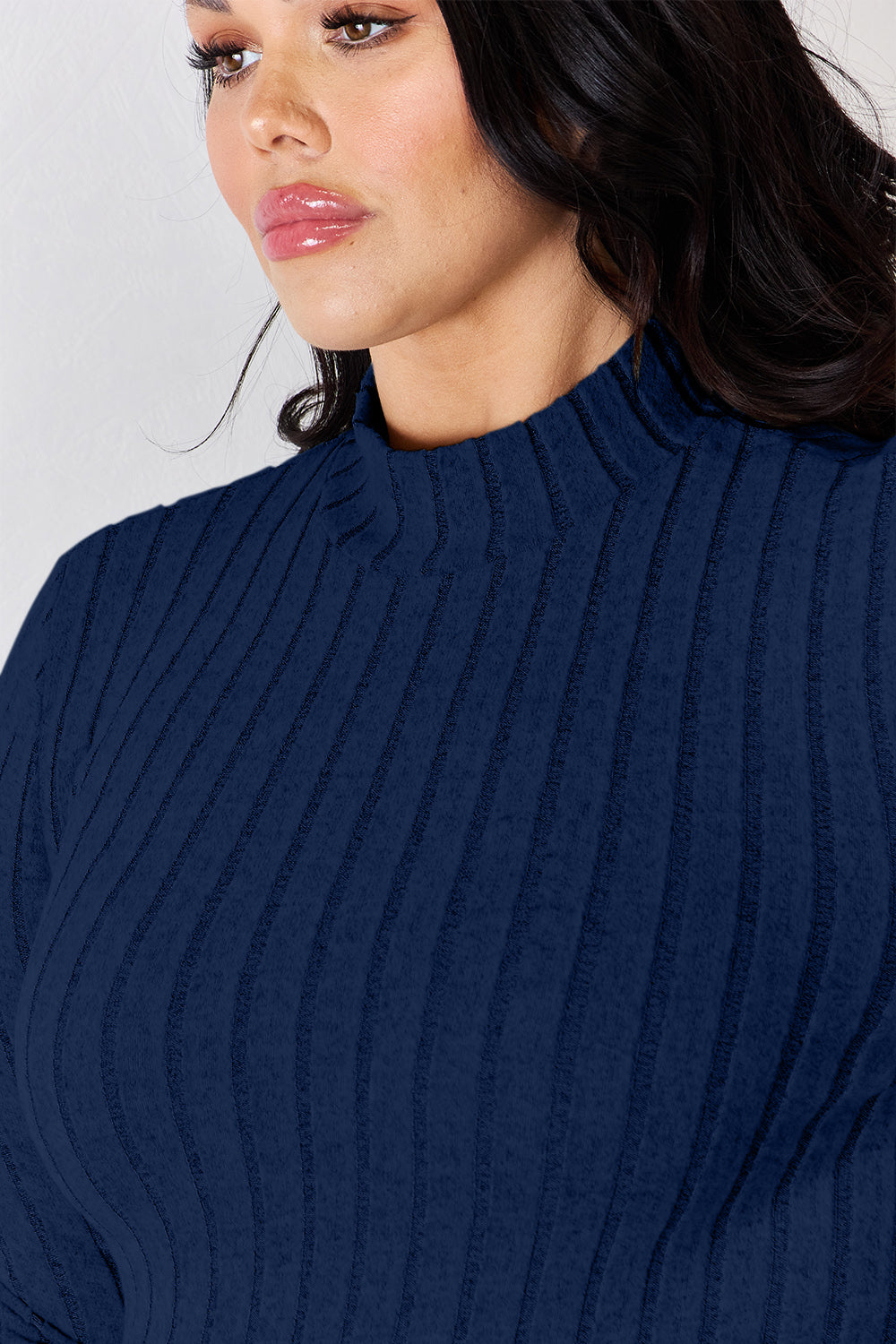 Basic Bae Full Size Ribbed Mock Neck Long Sleeve T-Shirt | Gulf Resellers