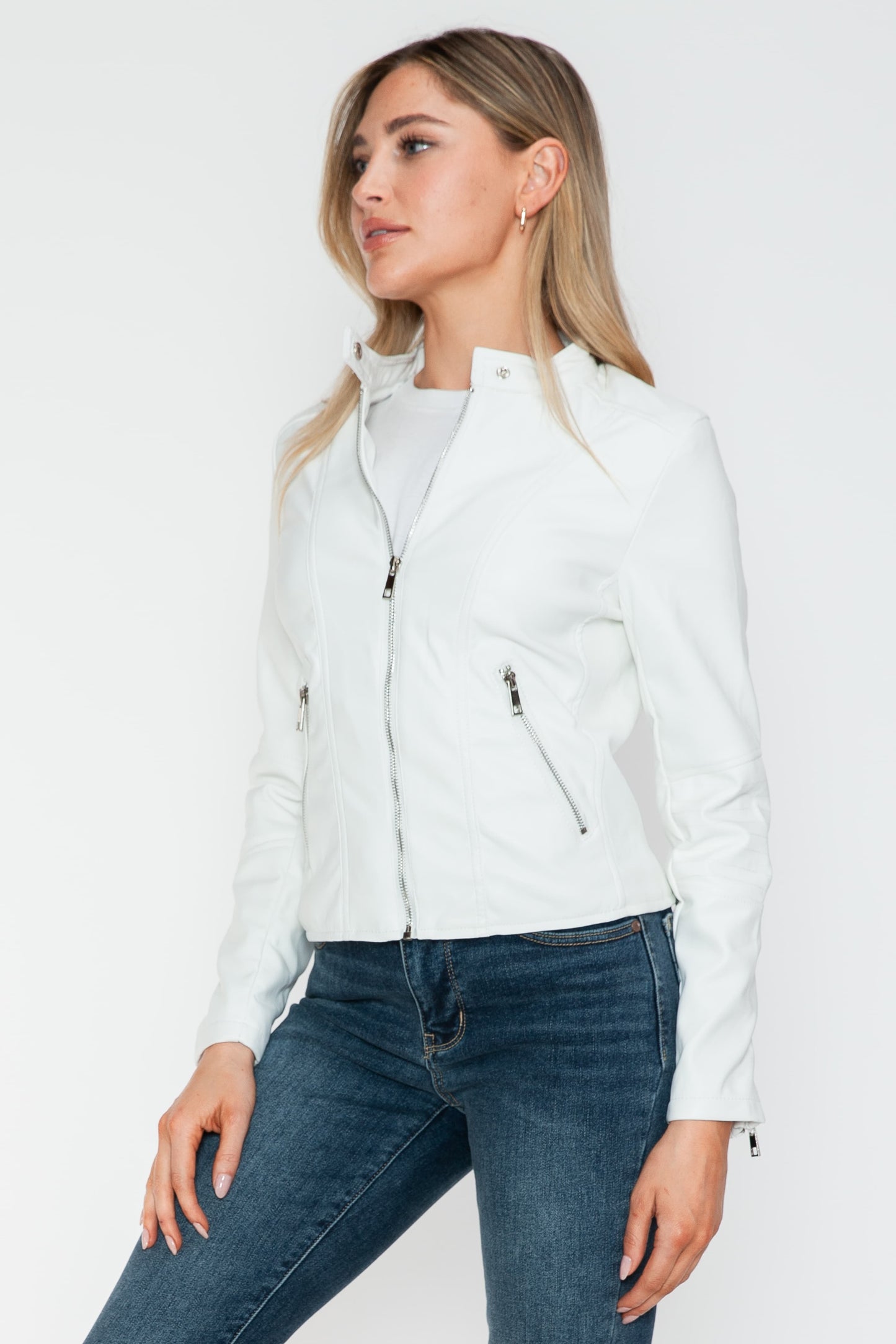 Snobbish PU Leather Zip Up Jacket with Pockets 15718 | Gulf Resellers