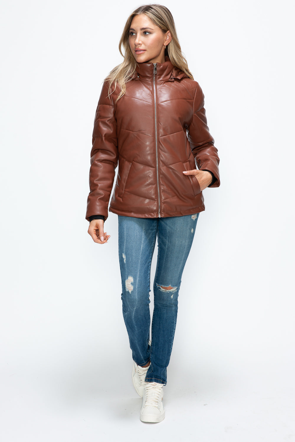 How Dare U Pocketed Zip Up Puffer Jacket with Removable Hood 16135 | Gulf Resellers