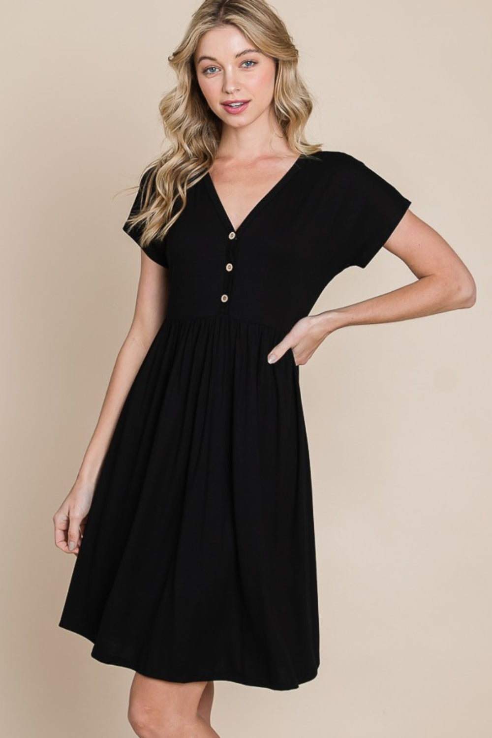 BOMBOM V-Neck Short Sleeve Dress 9670 | Gulf Resellers