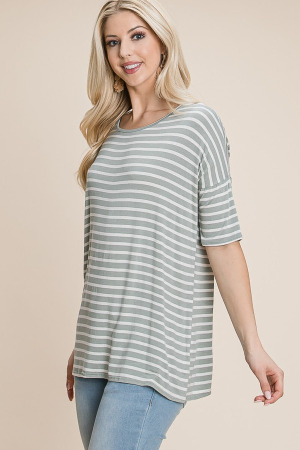 BOMBOM Striped Round Neck T-Shirt 7745 | Gulf Resellers
