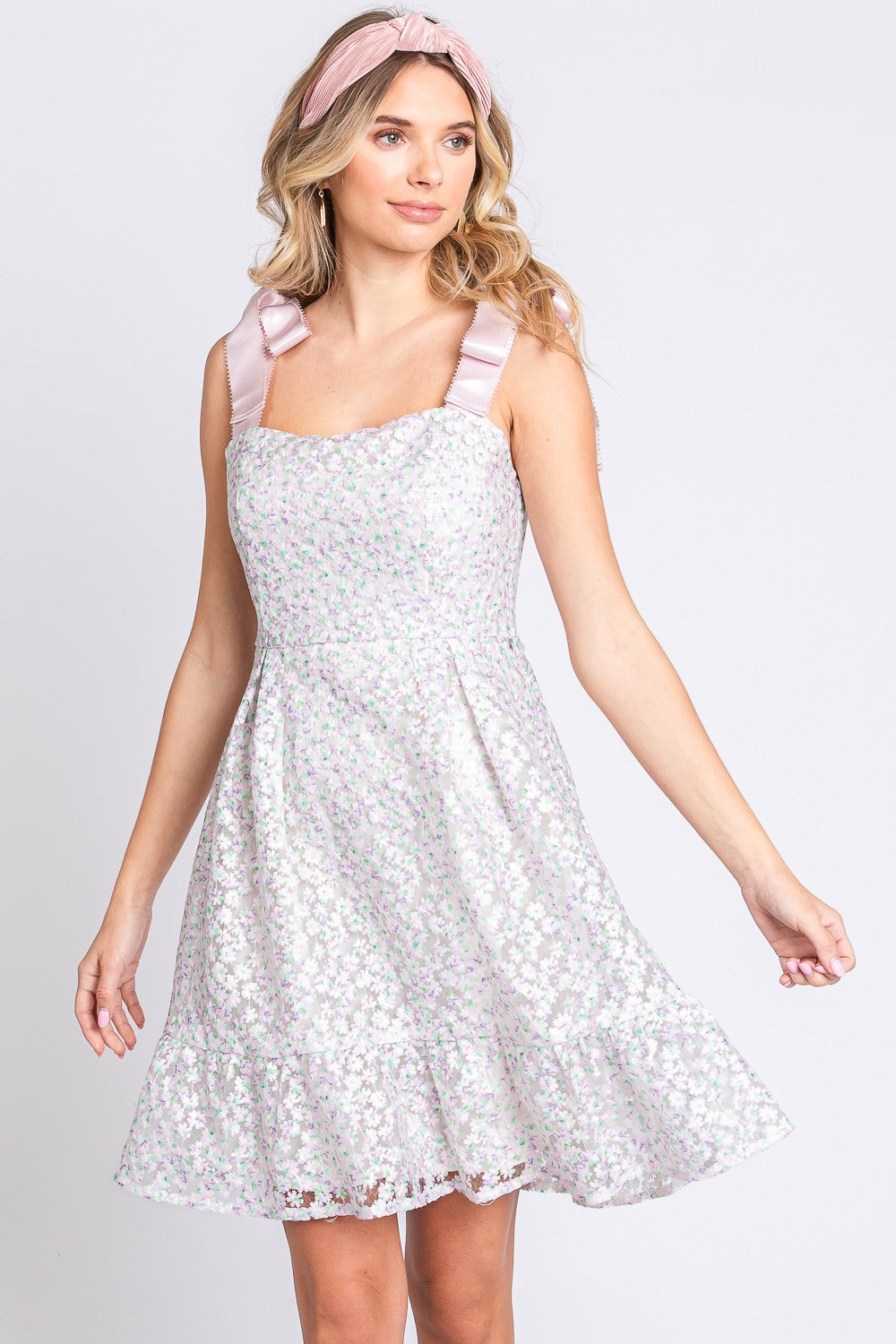 GeeGee Mesh Floral Embroidered Sleeveless Dress 6506 | Gulf Resellers