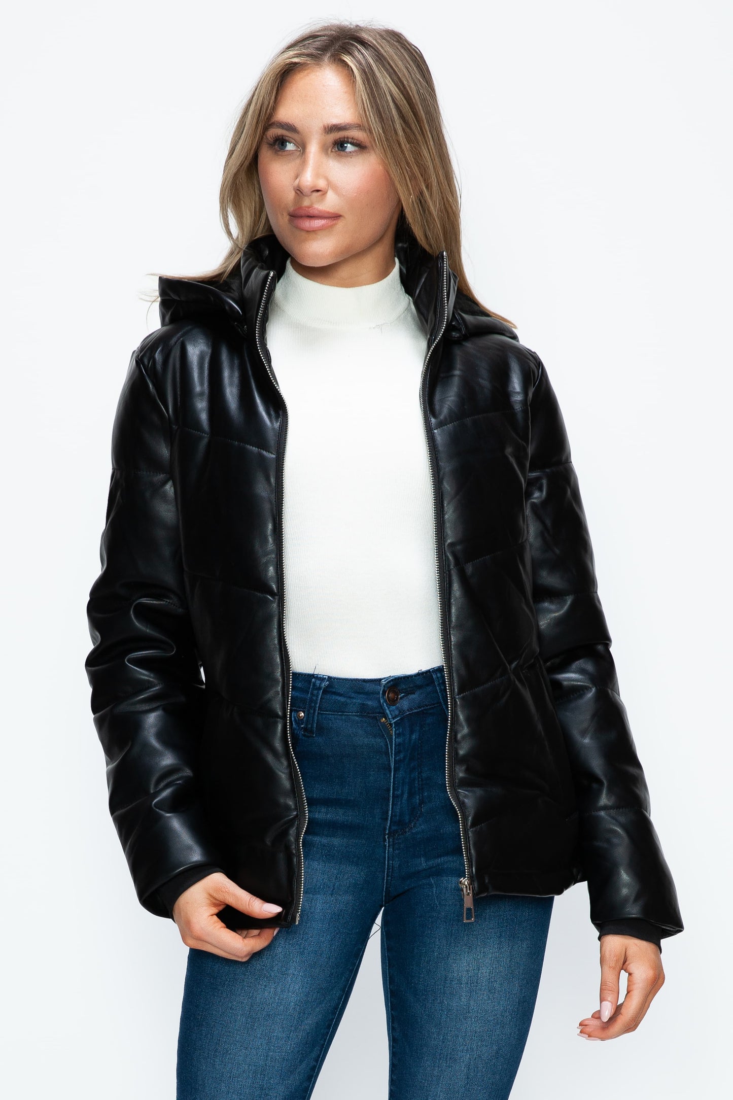 How Dare U Pocketed Zip Up Puffer Jacket with Removable Hood 15687 | Gulf Resellers
