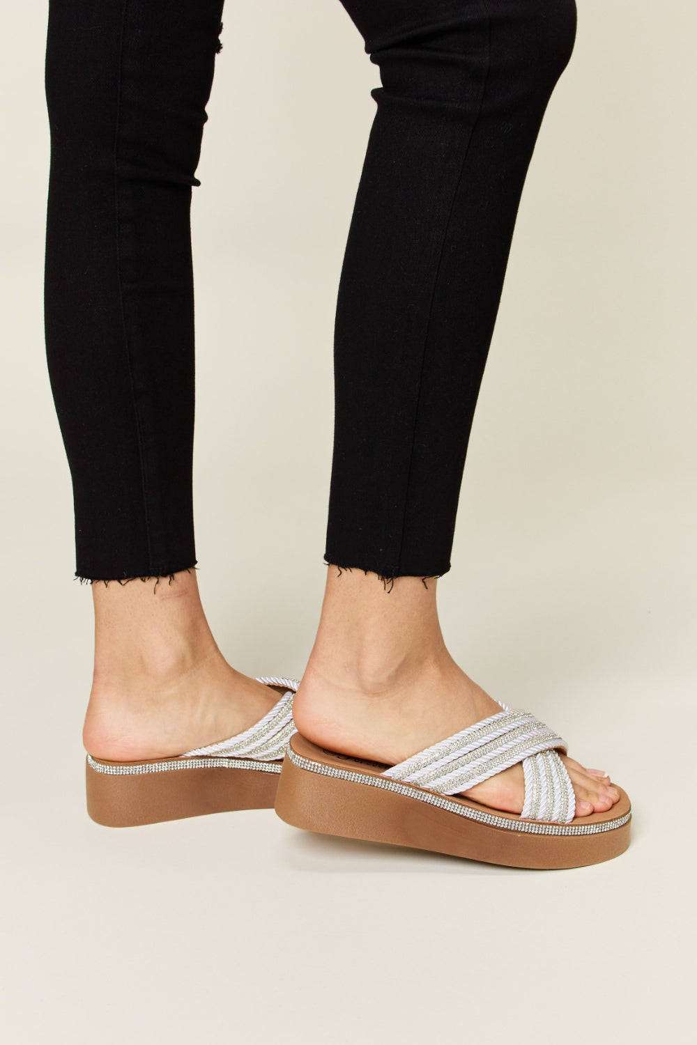 Forever Link Rhinestone Platform Wedge Sandals 14845 | Gulf Resellers
