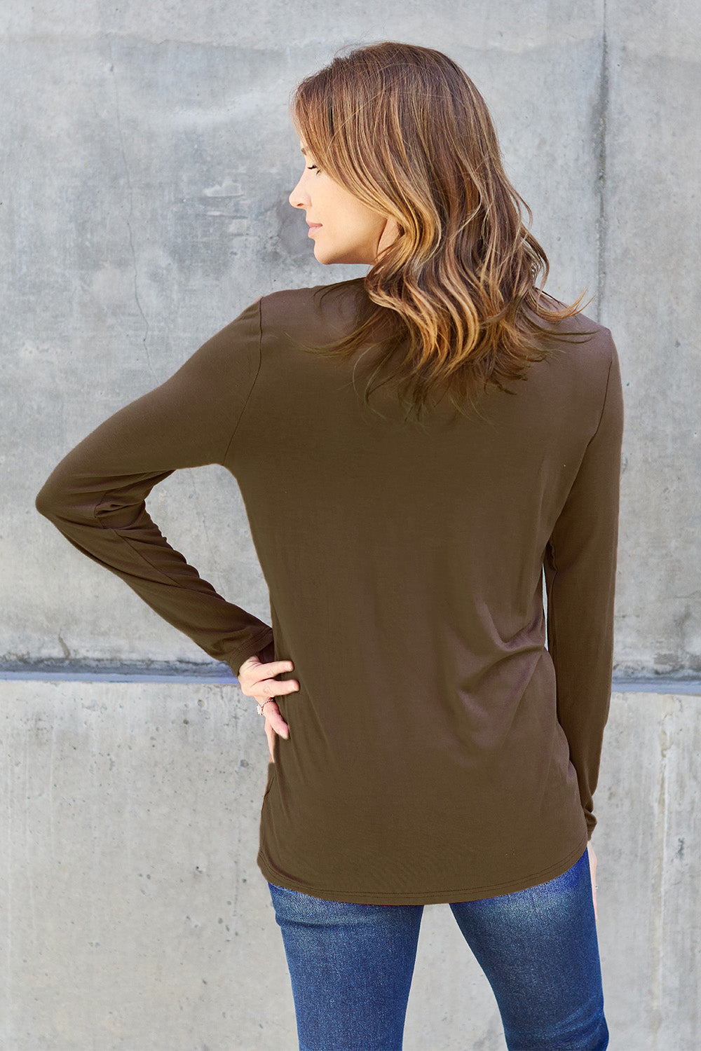 Basic Bae Full Size Round Neck Long Sleeve Top 7158 | Gulf Resellers