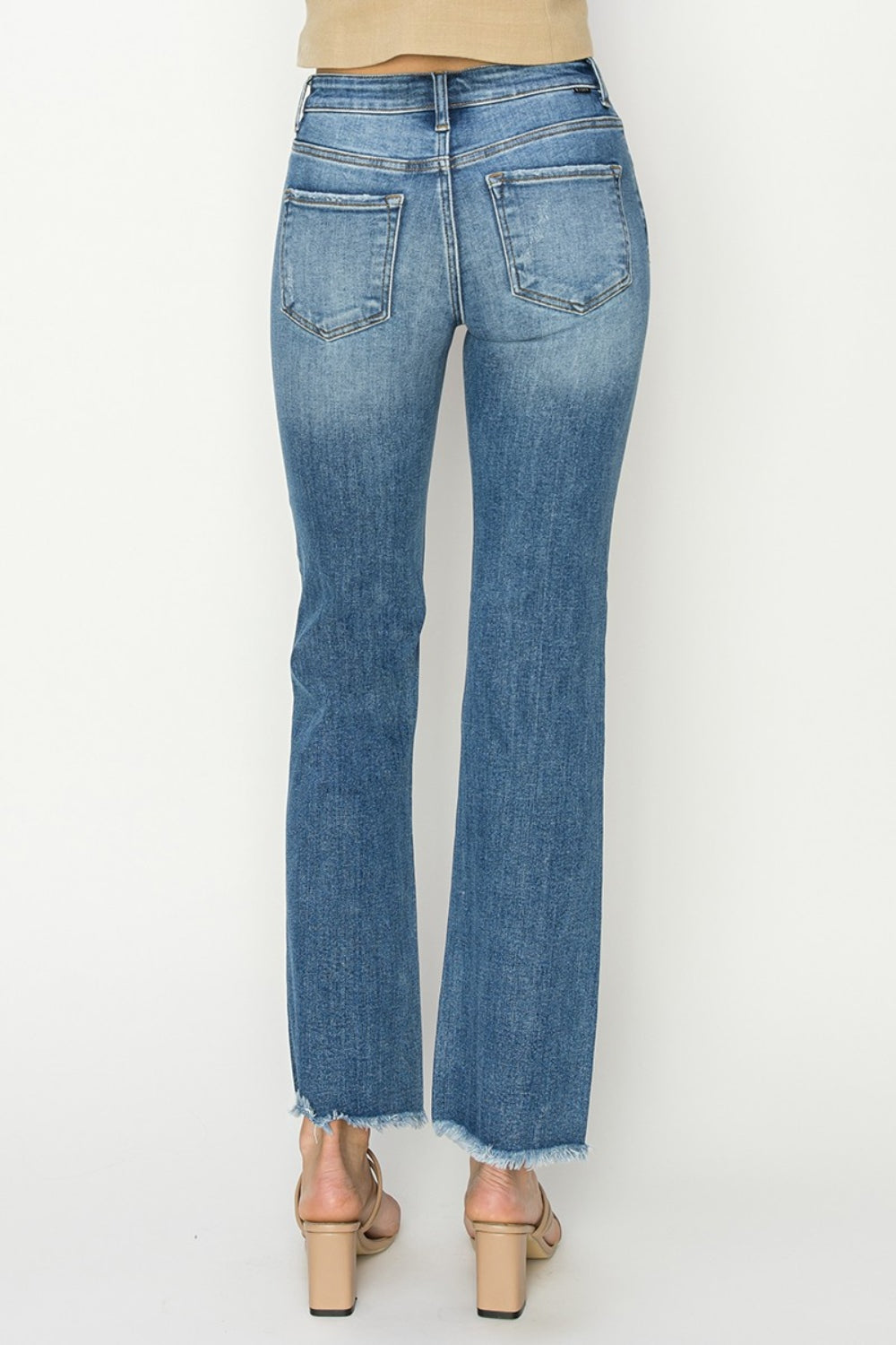 RISEN Mid-Rise Frayed Hem Bootcut Jeans 11252 | Gulf Resellers