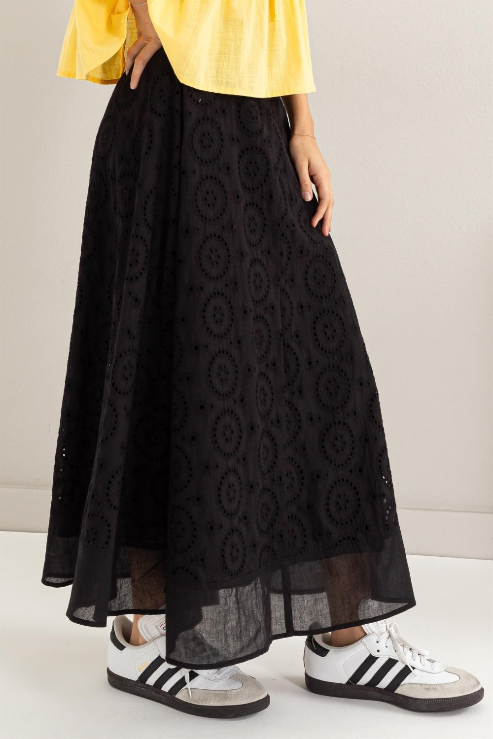 HYFVE Eyelet High-Waist Midi Skirt 14554 | Gulf Resellers