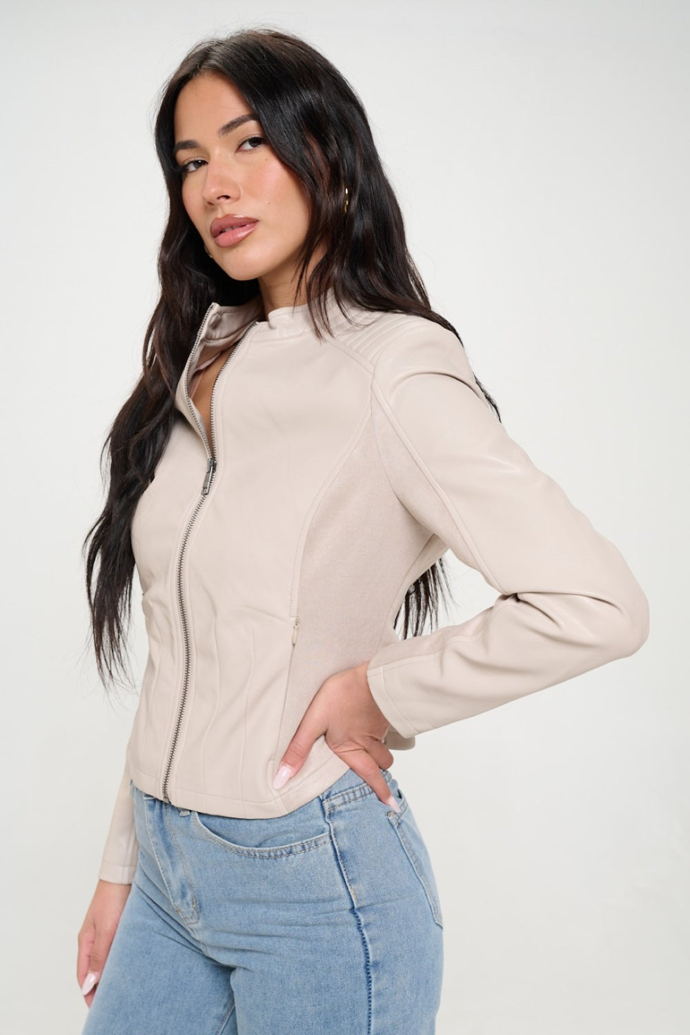 Coalition LA Zip Up Vegan Moto Jacket 13583 | Gulf Resellers