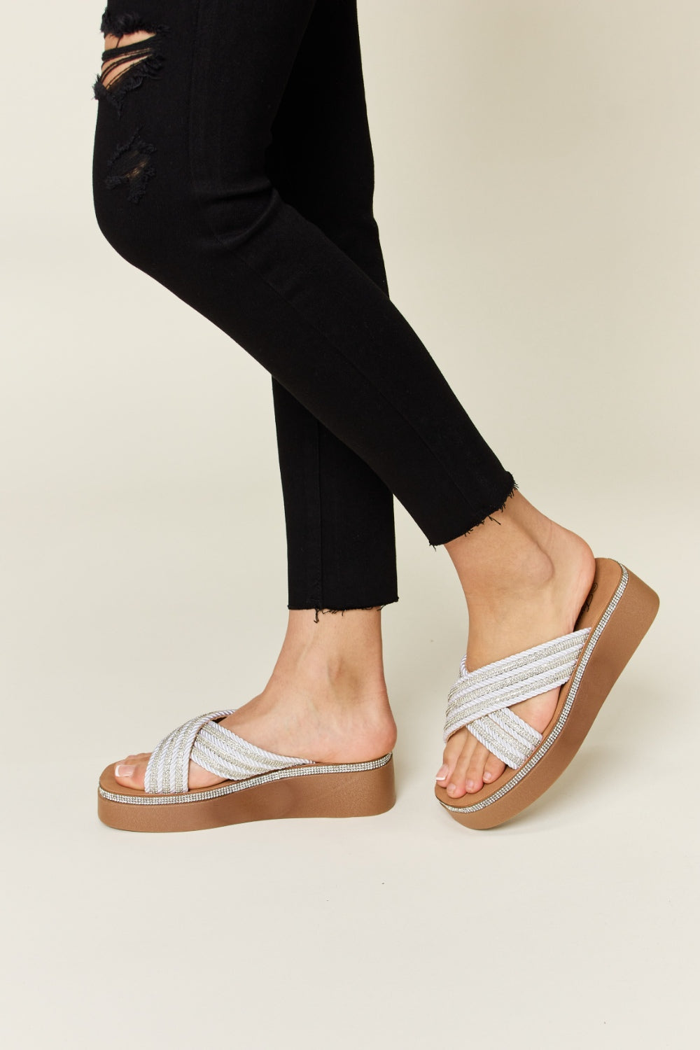 Forever Link Rhinestone Platform Wedge Sandals 14848 | Gulf Resellers