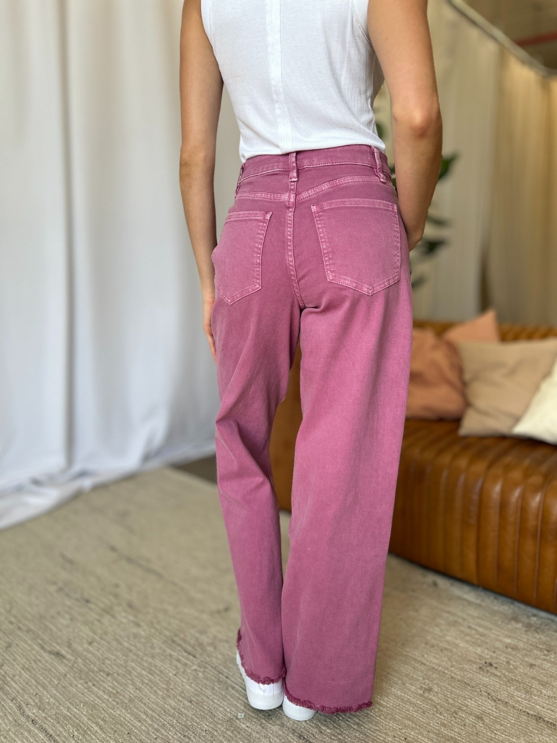 RFM Full Size High Rise Garment Dye Wide Leg Jeans 11146 | Gulf Resellers
