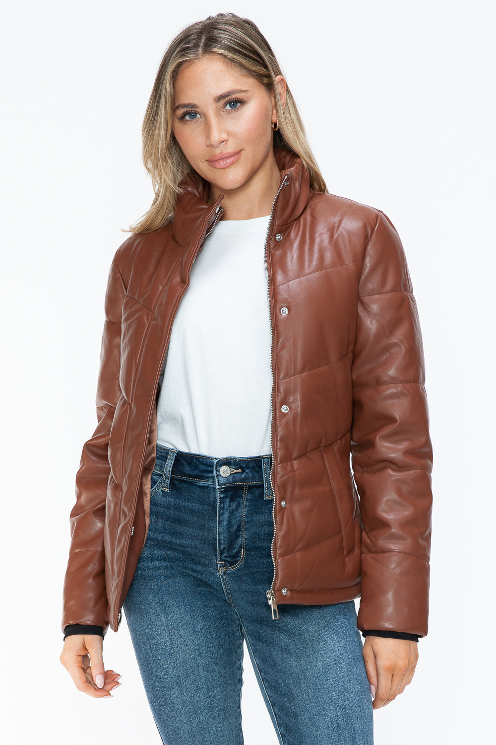 Snobbish Pocketed Zip Up Turtleneck Puffer Jacket 15114 | Gulf Resellers