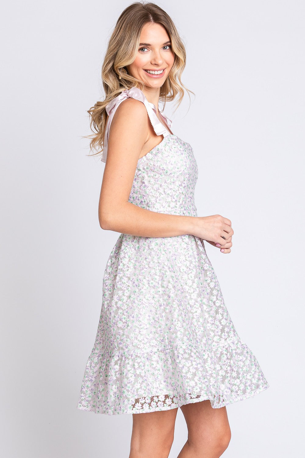 GeeGee Mesh Floral Embroidered Sleeveless Dress 6507 | Gulf Resellers