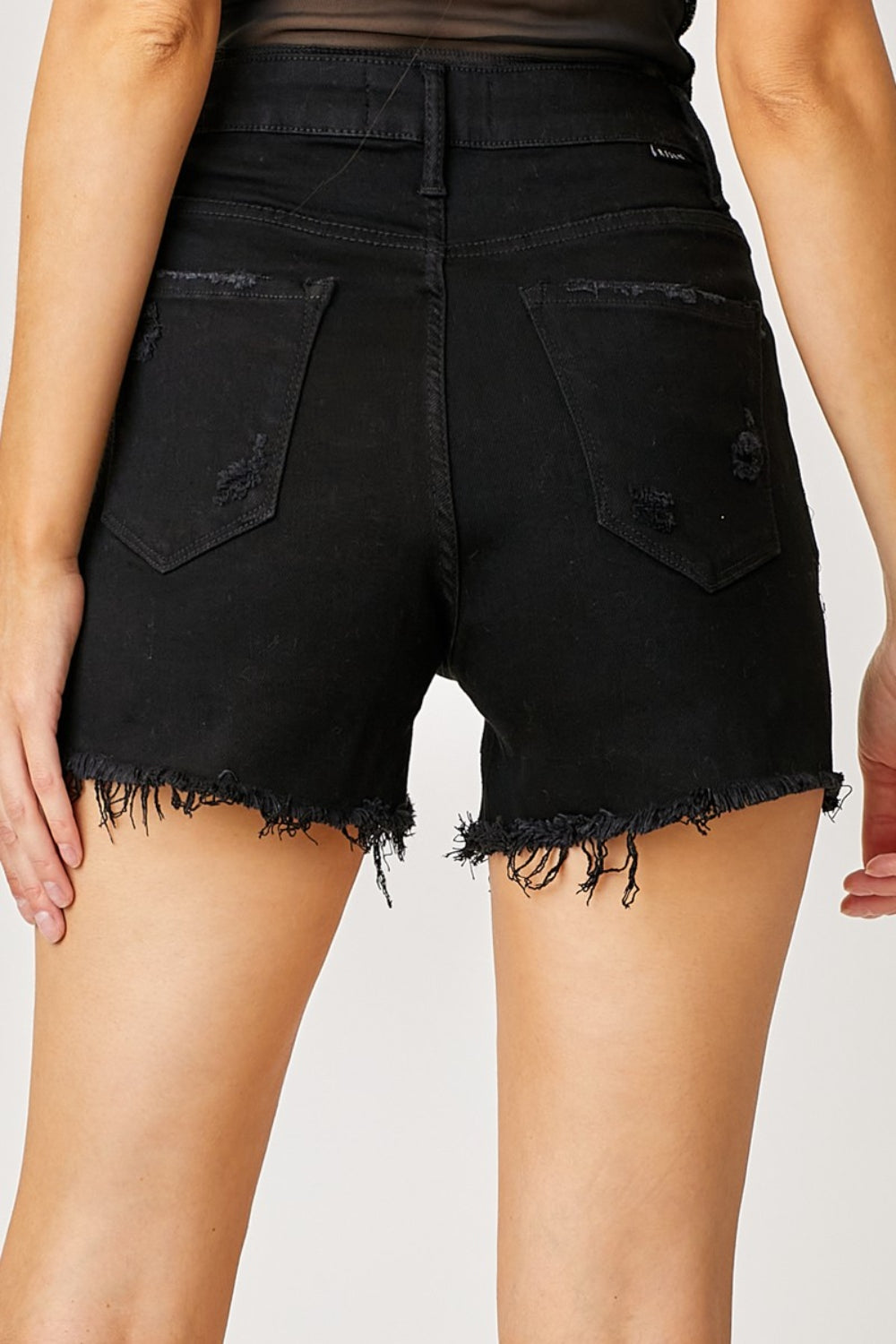 RISEN Frayed Hem Denim Shorts with Fringe Detail Pockets 13922 | Gulf Resellers