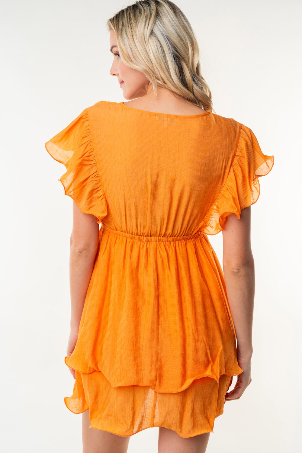 White Birch Full Size Short Sleeve Woven Layered Dress 5295 | Gulf Resellers