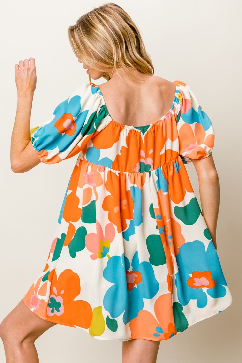 BiBi Floral Puff Sleeve Mini Dress 5383 | Gulf Resellers
