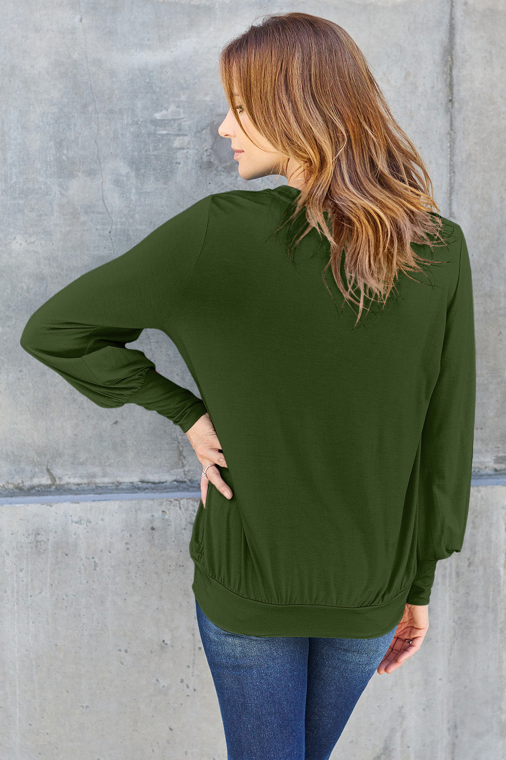 Basic Bae Full Size V-Neck Lantern Sleeve Top 6656 | Gulf Resellers