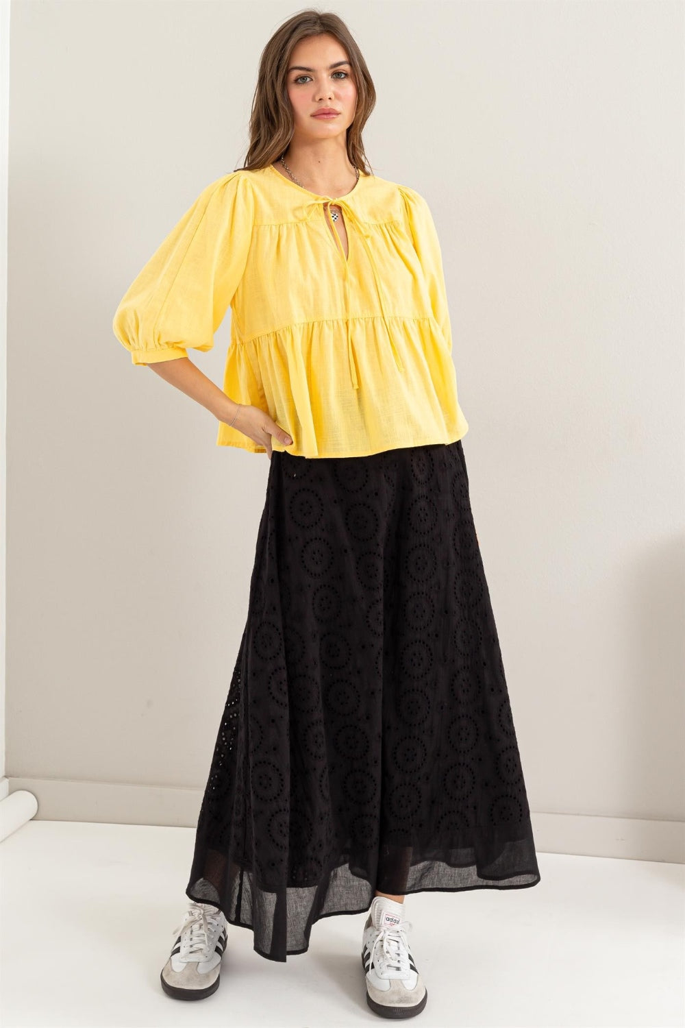 HYFVE Eyelet High-Waist Midi Skirt 14557 | Gulf Resellers