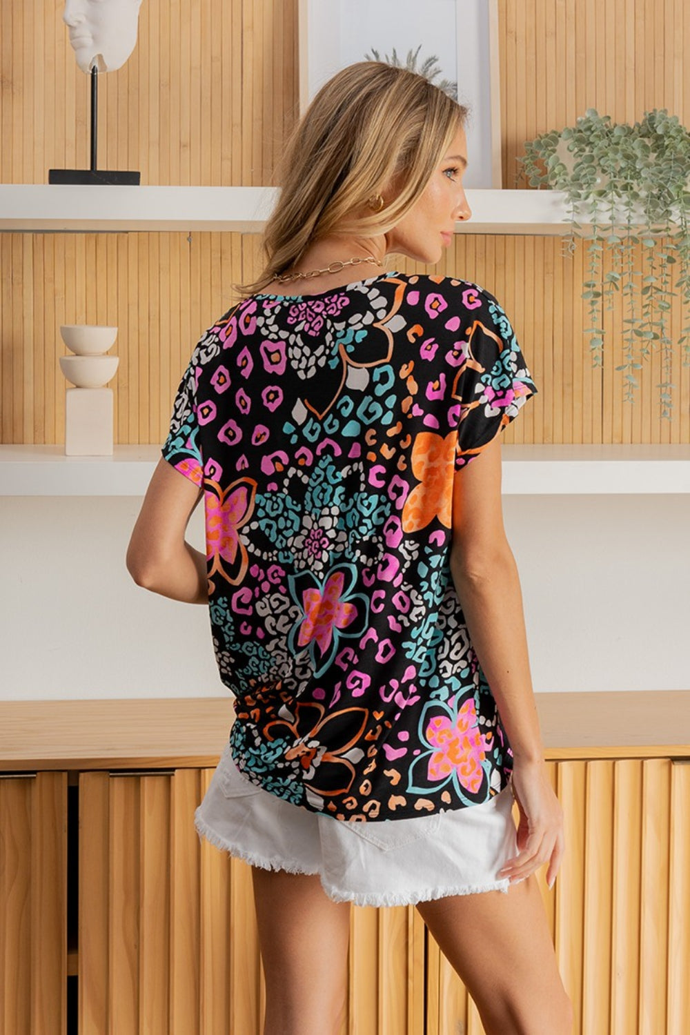 Sew In Love Full Size Printed Short Sleeve Top 6621 | Gulf Resellers