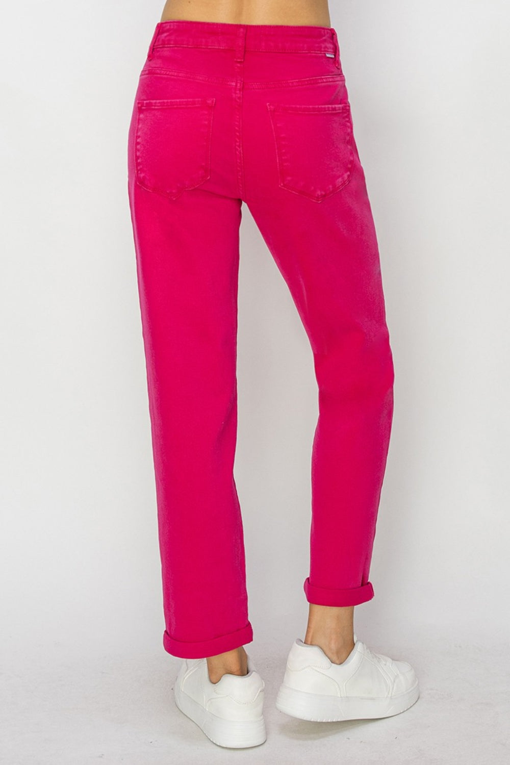 RISEN High Waist Rolled Hem Straight Jeans | Gulf Resellers