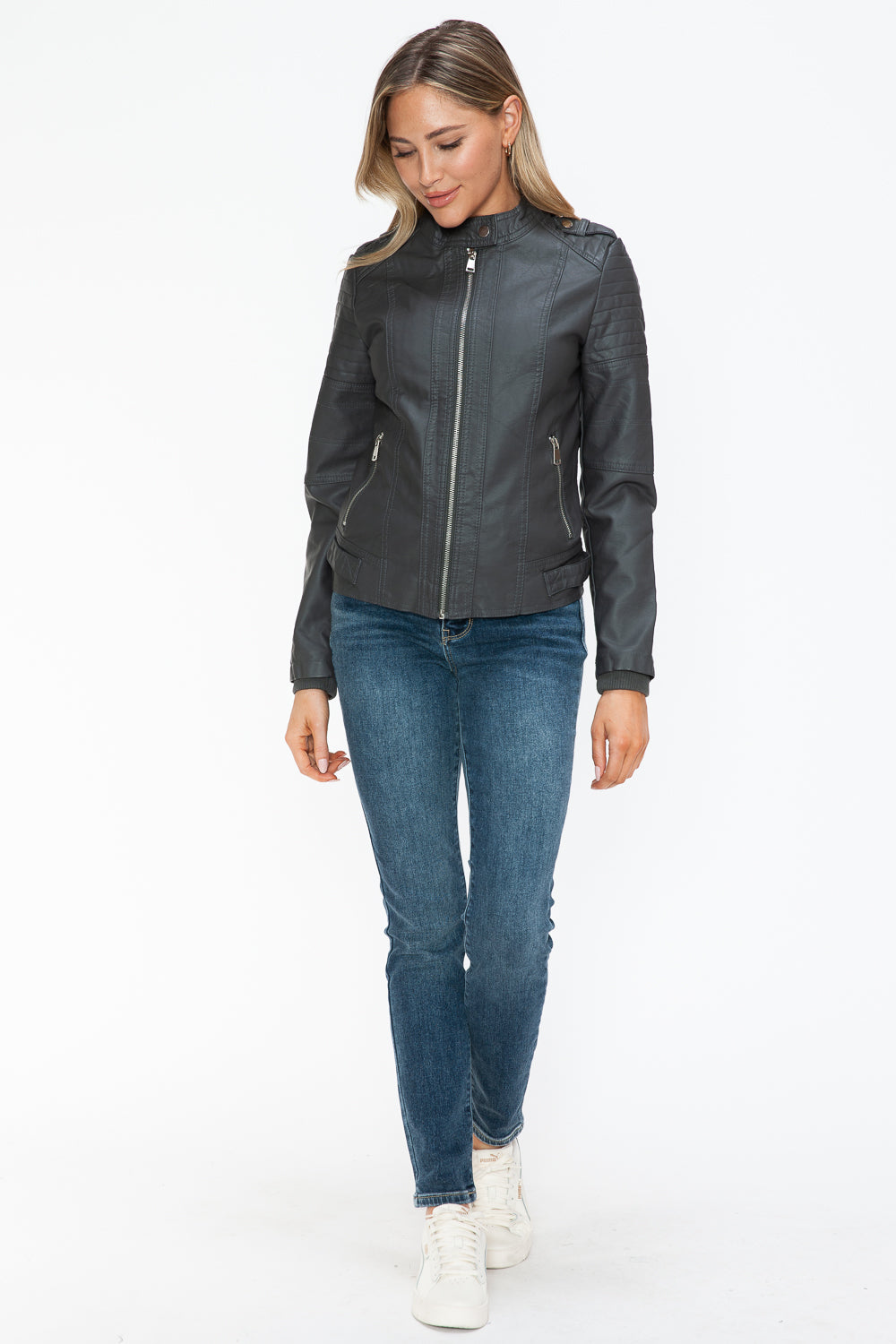 Snobbish PU Leather Biker Jacket with Side Zip Pockets 15301 | Gulf Resellers