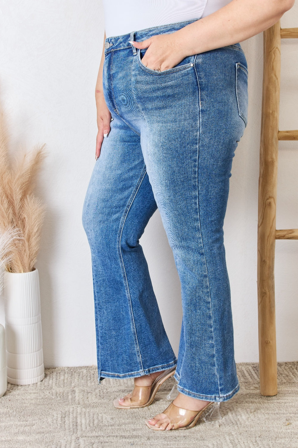 RISEN Full Size High Rise Ankle Flare Jeans | Gulf Resellers