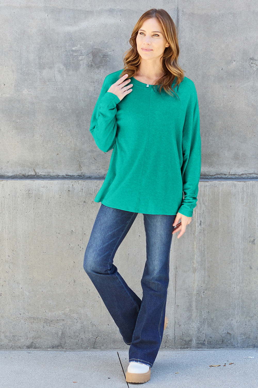 Double Take Full Size Round Neck Long Sleeve T-Shirt | Gulf Resellers