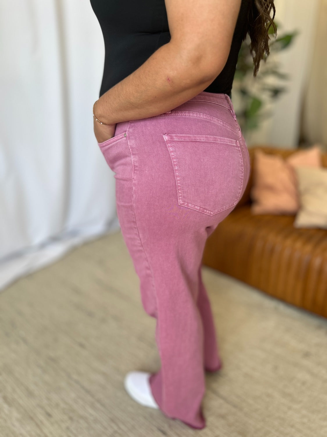 RFM Full Size High Rise Garment Dye Wide Leg Jeans 11162 | Gulf Resellers