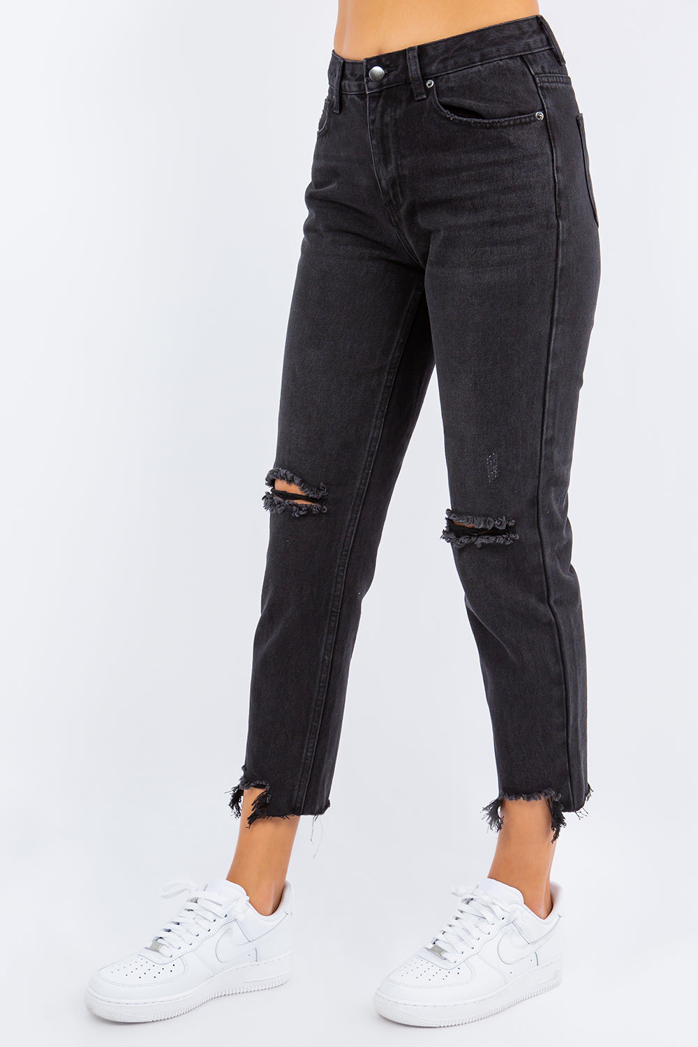 American Bazi High Waist Distressed Cropped Straight Jeans 10999 | Gulf Resellers