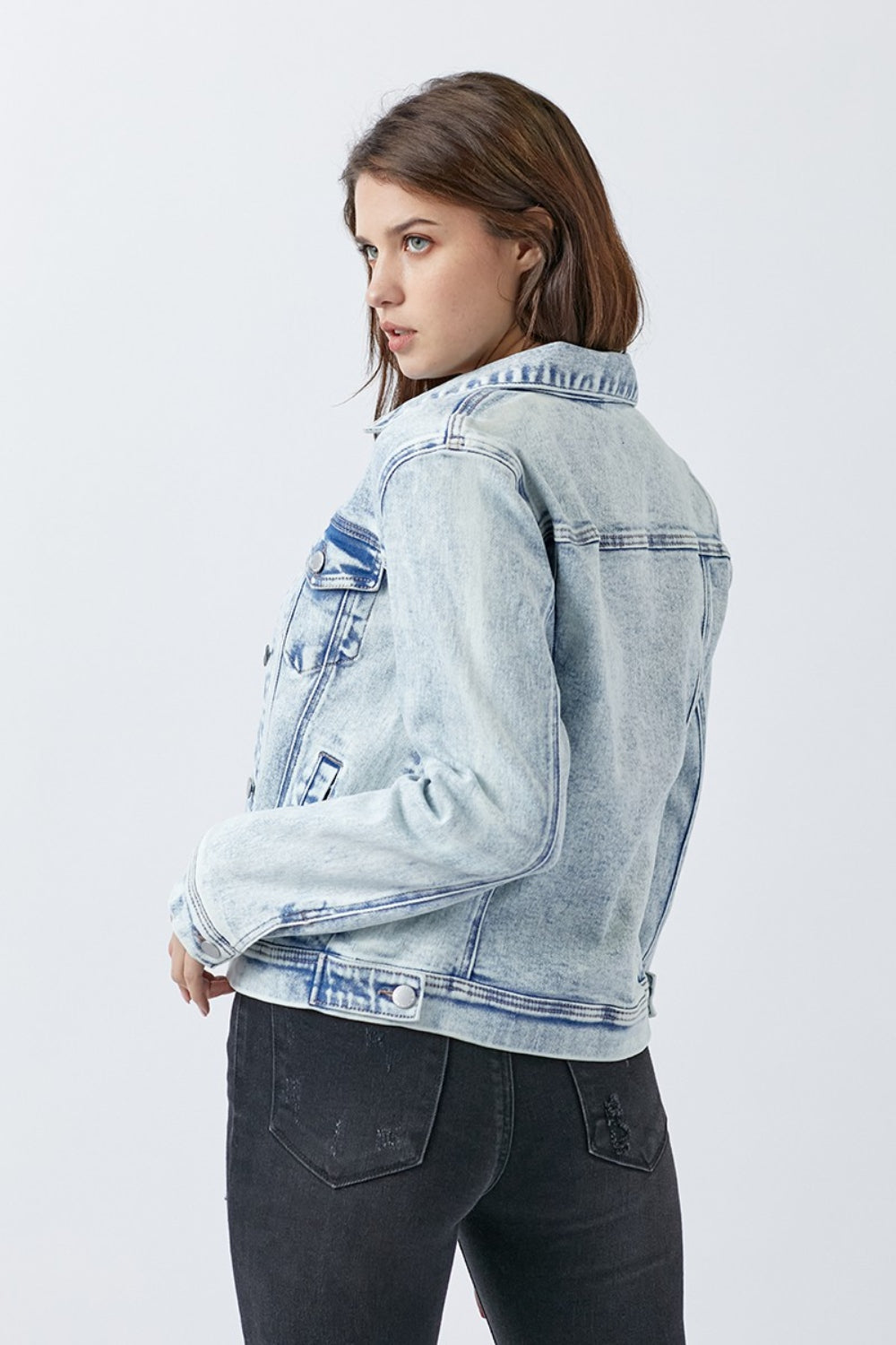 RISEN Button Up Washed Denim Jacket 13233 | Gulf Resellers
