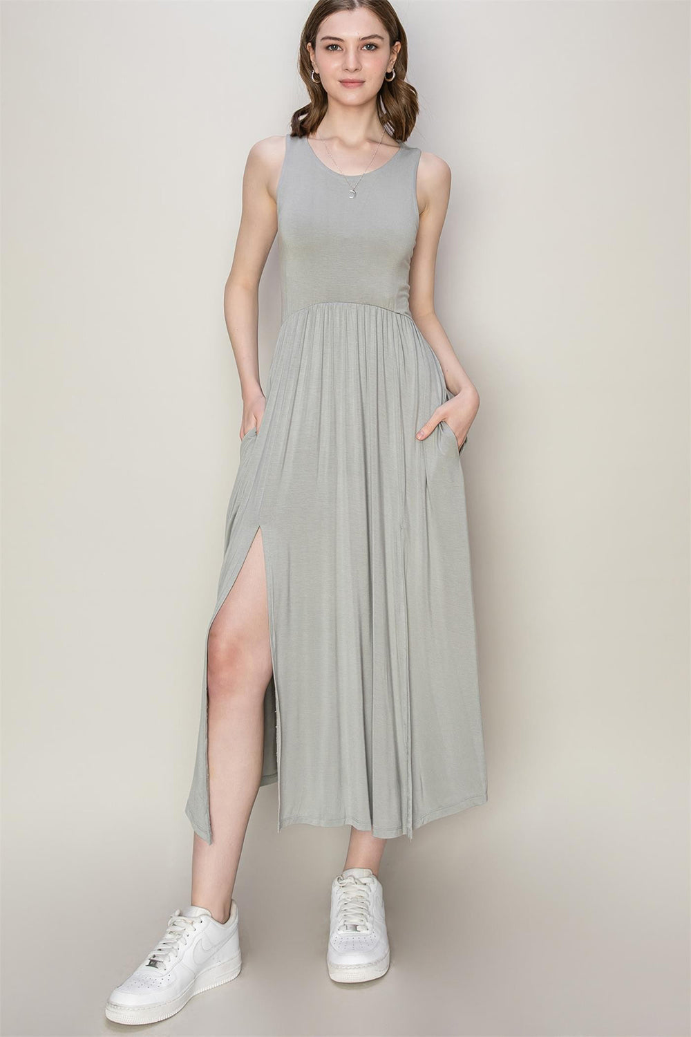 HYFVE Sleeveless Slit Midi Dress 5205 | Gulf Resellers