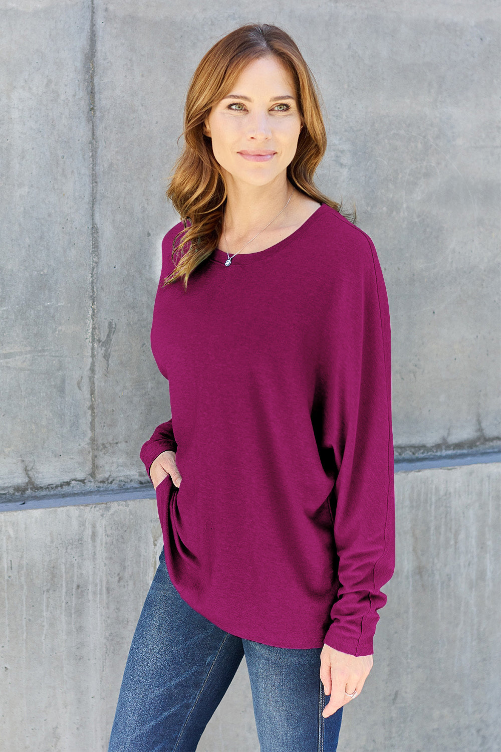 Double Take Full Size Round Neck Long Sleeve T-Shirt | Gulf Resellers